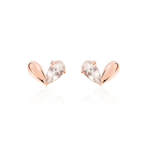 PINKY Damen Ohrstecker Rosegold 375 (9 Karat) Morganit Ros&eacute; Bl&uuml;tenblatt - Ohrstecker  | OROVIVO