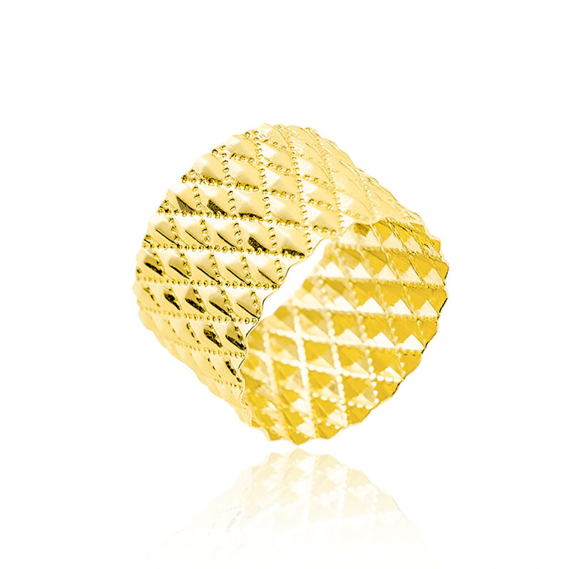 Bague Stevi Or Jaune Frappe Losanges - Spannringe Damen | OROVIVO
