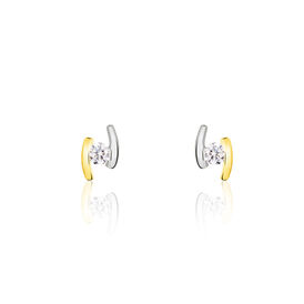 Damen Ohrstecker Gold 375 Bicolor Zirkonia  - Ohrstecker Damen | OROVIVO
