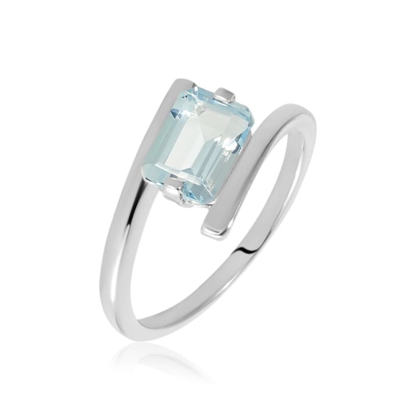 SINEVA Damen Ring Silber Silber 925 Topas Blau 1,25 ct Achteck - Hochzeitsringe Damen | OROVIVO