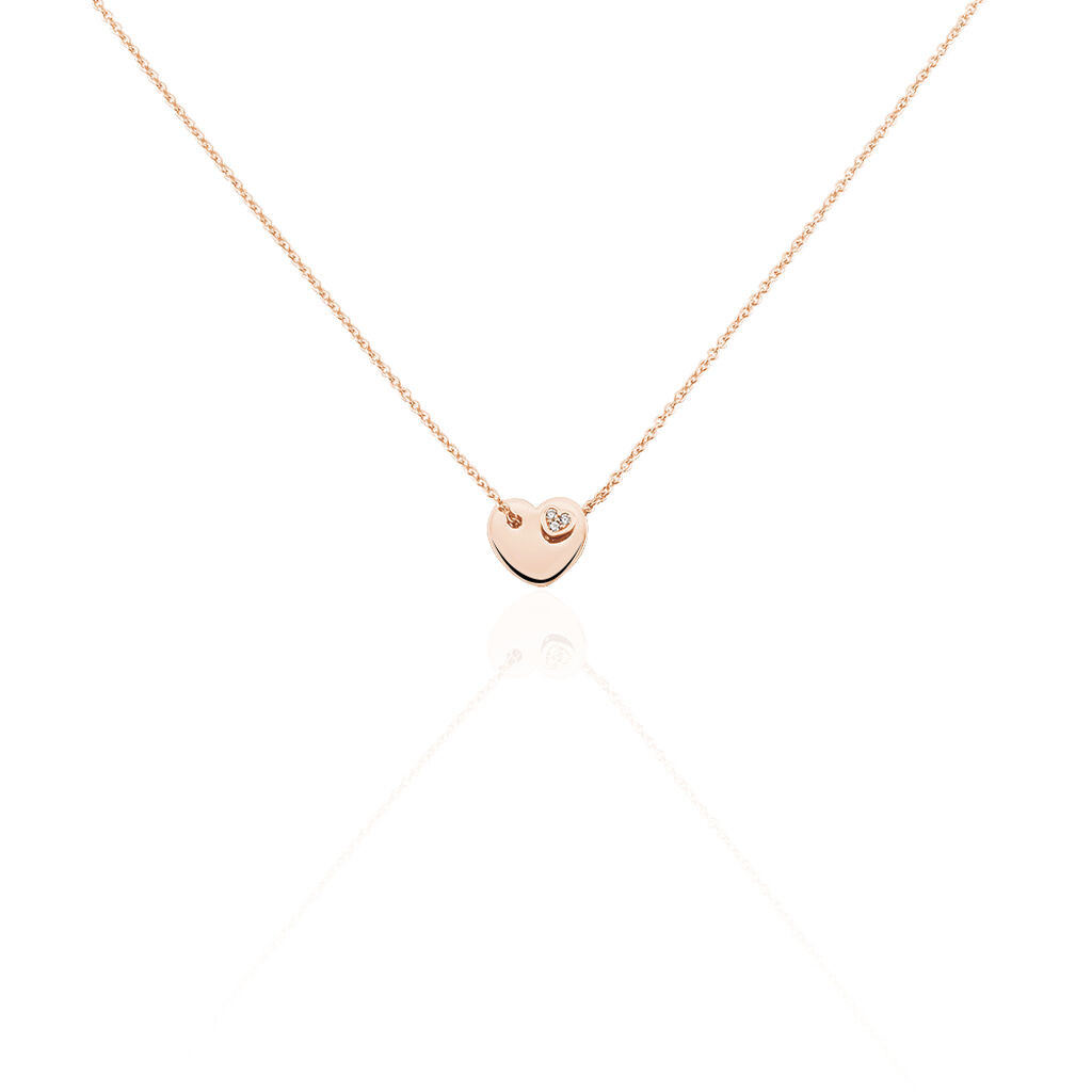 LOVE YOU Damen Collier Silber rosevergoldet 925 Zirkonia Wei&szlig; 0,020 ct