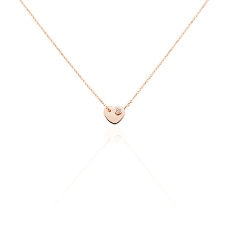 LOVE YOU Damen Collier Silber rosevergoldet 925 Zirkonia Wei&szlig; 0,020 ct - Halsketten  | OROVIVO