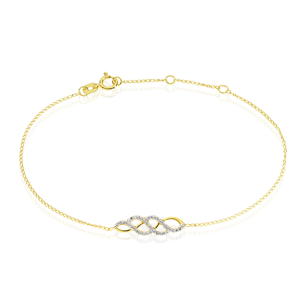 Bracelet Zoé Or Jaune Tressé Oxydes - Spannringe Damen | OROVIVO