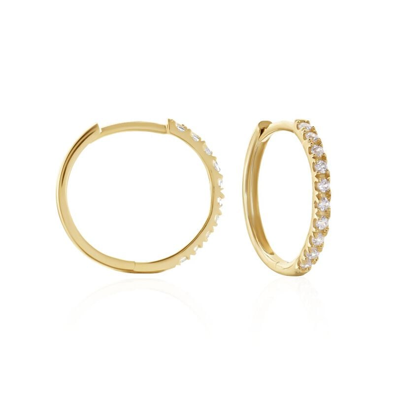 ALAINA Damen Creolen Gold 375 (9 Karat) Zirkonia Wei&szlig; 0,34 ct - Creolen Damen | OROVIVO