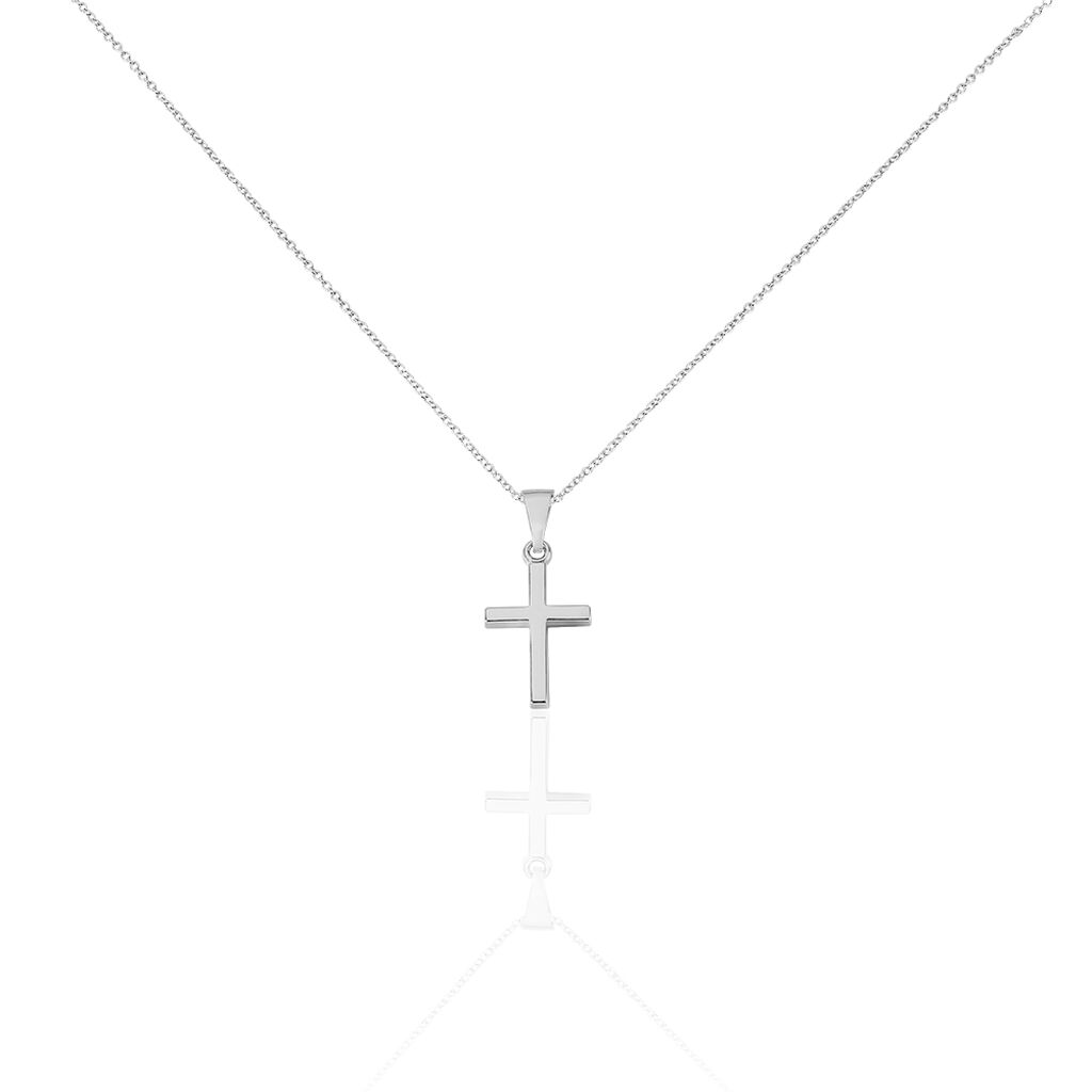 Damen Collier Silber 925 Religiöses Kreuz, Collier ohne Stein