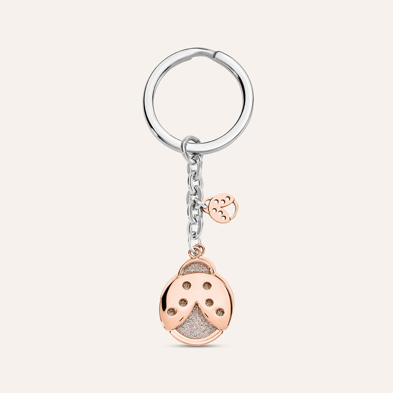 Portachiavi Sunrise Acciaio Bicolore Bianco / Rosa - Spannringe Damen | OROVIVO