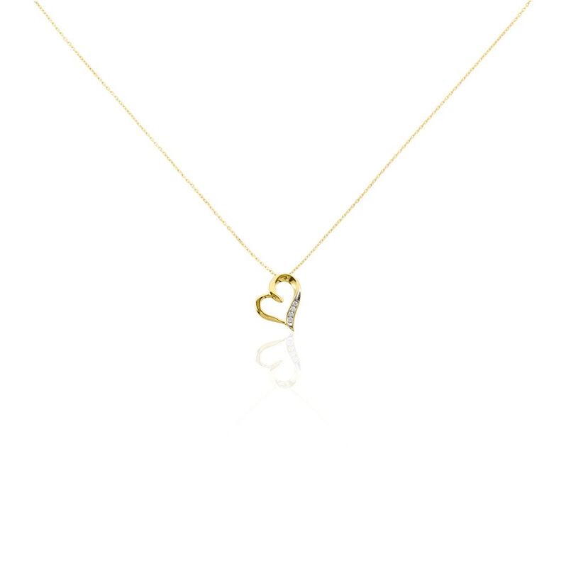 Herz Hanne Damen Collier Gold 375 (9 Karat) Diamant Wei&szlig; 0,04 ct Herz - Halsketten Damen | OROVIVO