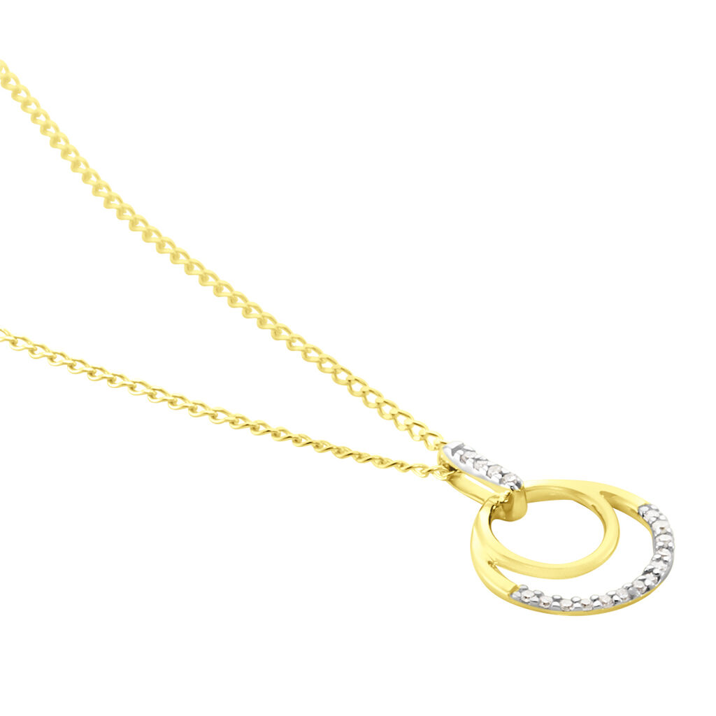 Damen Collier Gold 375 Diamant 0,05ct Doppelkreis Atlanta - Halsketten Damen | OROVIVO