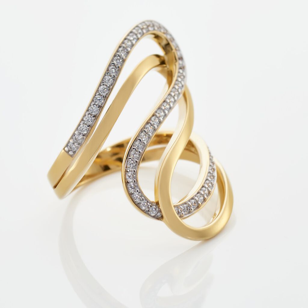 Damen Ring Silber Bicolor Gelb/Silber 925 Zirkonia Azalia  - Ringe mit Stein Damen | OROVIVO