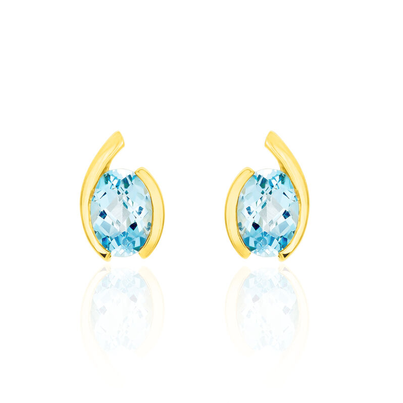 Damen Ohrstecker Gold 333 Blauer Topas  - Ohrstecker Damen | OROVIVO