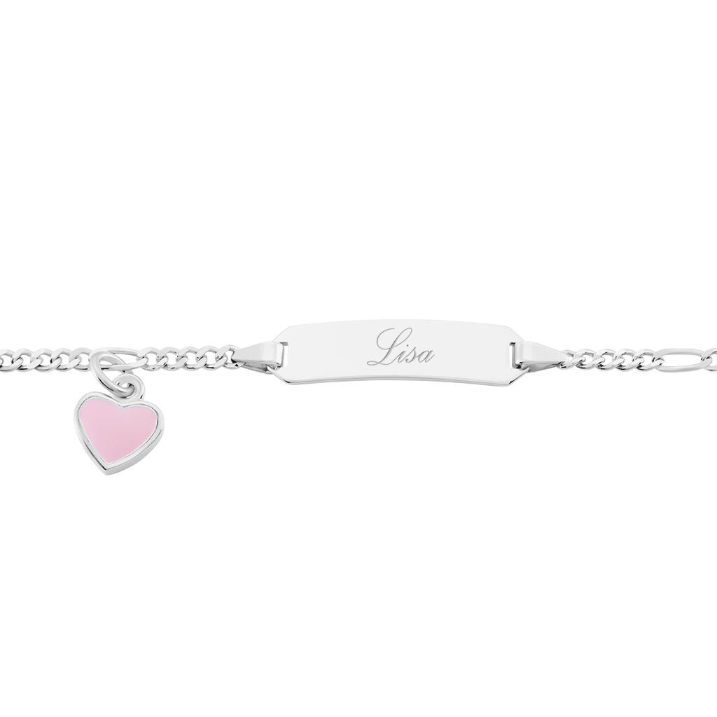 Kinder ID Armband Figarokette Silber 925 Herz - ID-Armbänder Kinder | OROVIVO