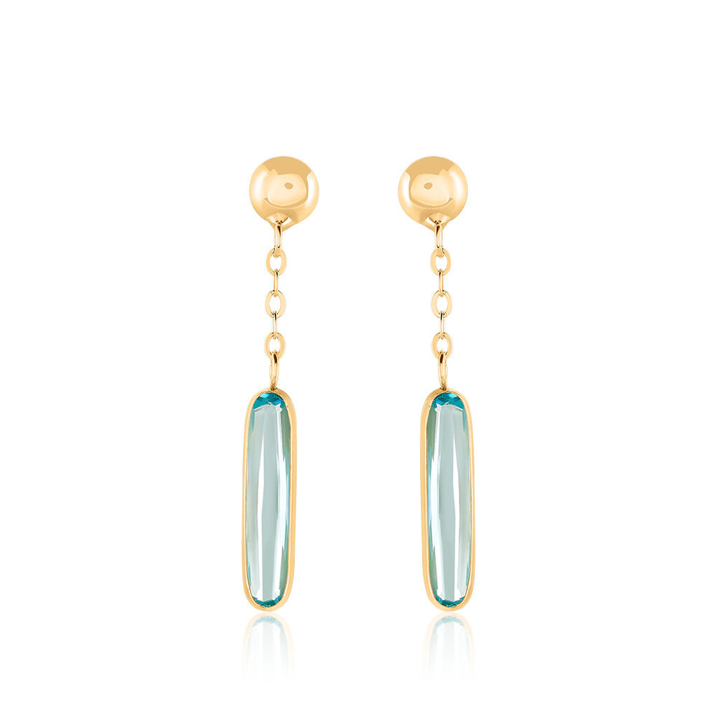 CAROLY Damen Ohrringe Lang Gold 375 (9 Karat) Aventurin Gr&uuml;n 0,1 ct