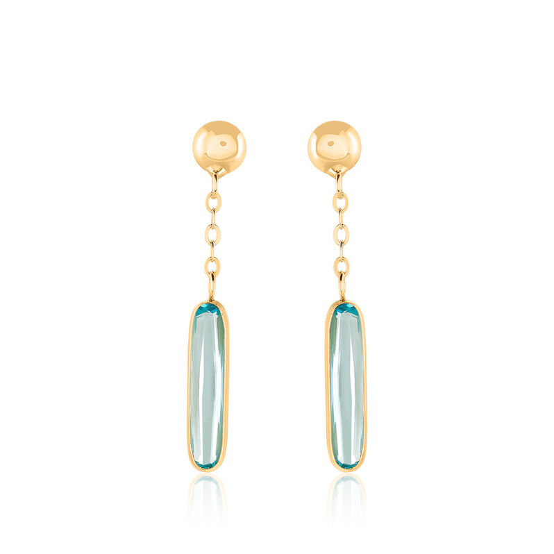 CAROLY Damen Ohrringe Lang Gold 375 (9 Karat) Aventurin Gr&uuml;n 0,1 ct - Ohrringe mit Stein Damen | OROVIVO