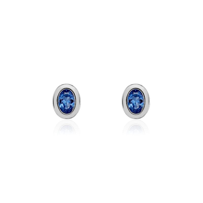 Olivia Damen Ohrstecker Silber 925 Glas Blau Oval - Ohrstecker Damen | OROVIVO