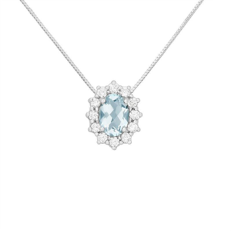 Collana Acquamarina Oro Bianco Acquamarina Diamante - Spannringe Damen | OROVIVO