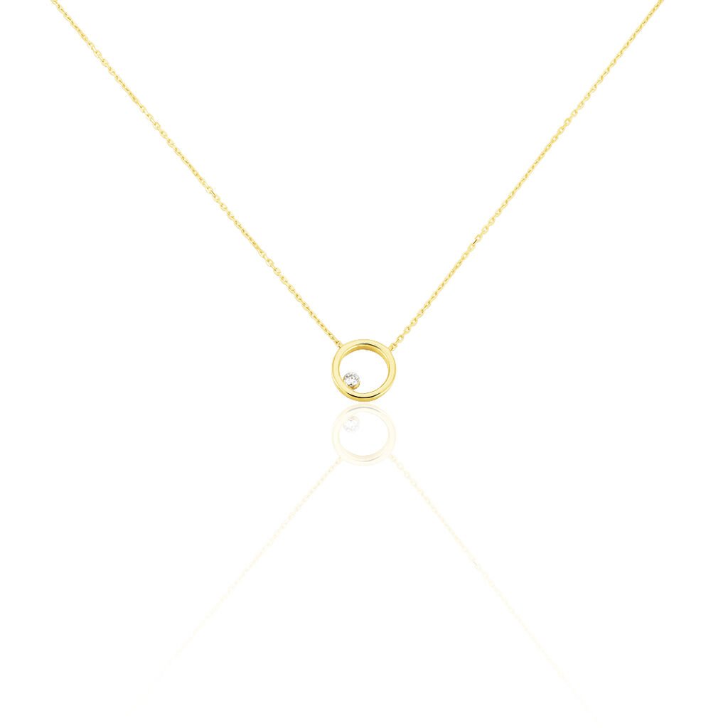 Damen Collier Gold 750 Diamant 0,05ct Kreis Invisible 3 - Halsketten Damen | OROVIVO