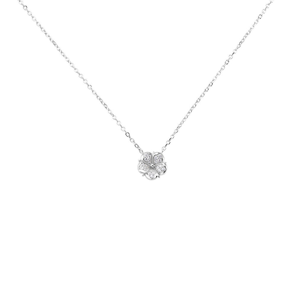 Damen Collier Silber Silber 925 Zirkonia Blume Duena 0,30mm 45cm - Halsketten Damen | OROVIVO