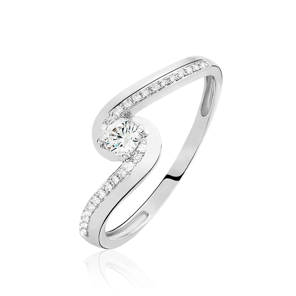 Bague Solitaire Sitan Or Blanc Diamant - Spannringe Damen | OROVIVO