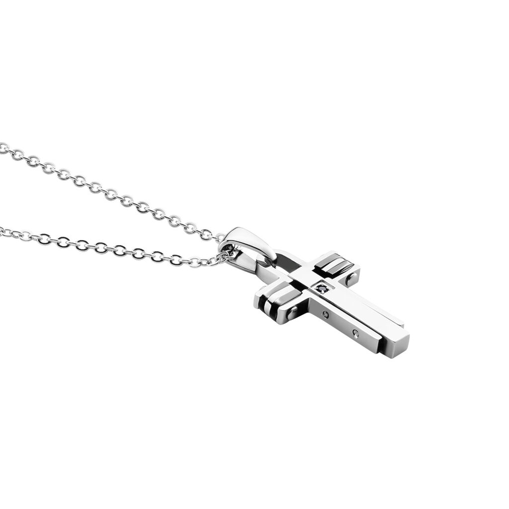 Herren Collier Edelstahl Kreuz