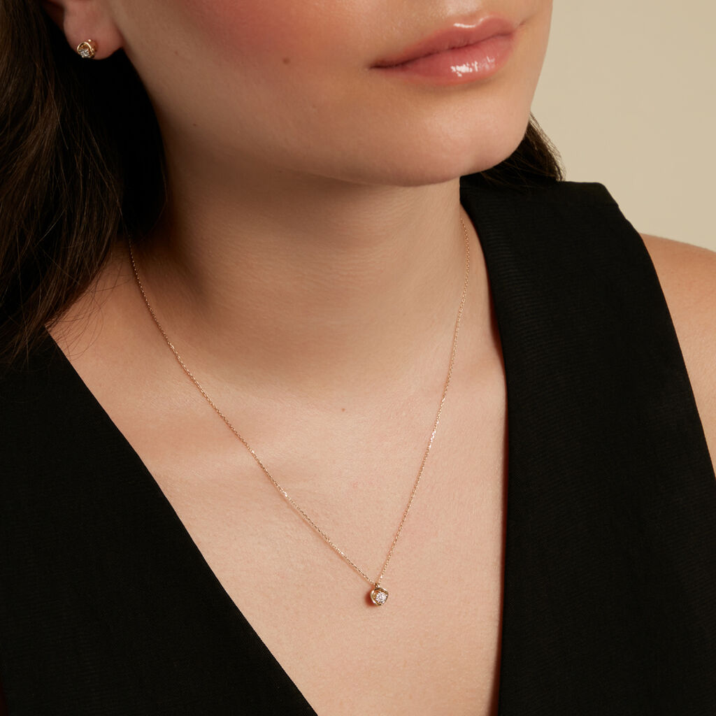 LISELOTTE Damen Collier Gold 375 (9 Karat) Diamant Wei&szlig; 0,04 ct Blume