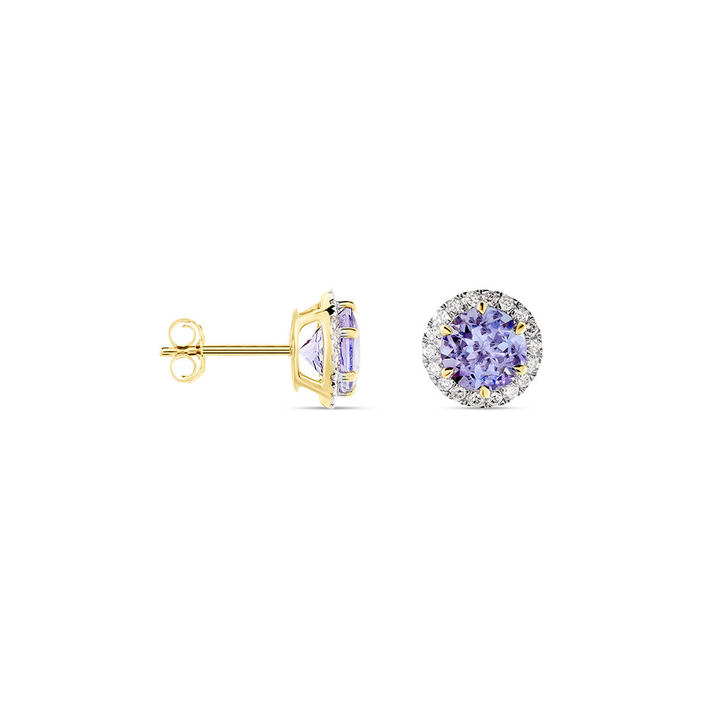 CATHERINE Damen Ohrstecker Gold 585 (14 Karat) Tansanit Blau 1,8 ct