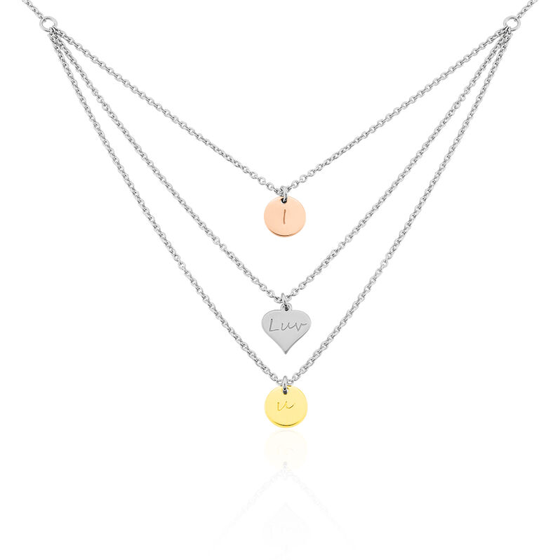 CARO 1 Damen Collier Silber Tricolor 925 Herz - Halsketten Damen | OROVIVO