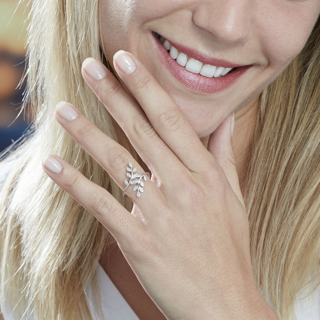 Bague Or Weiss Abbey Feuille Diamants - Spannringe Damen | OROVIVO
