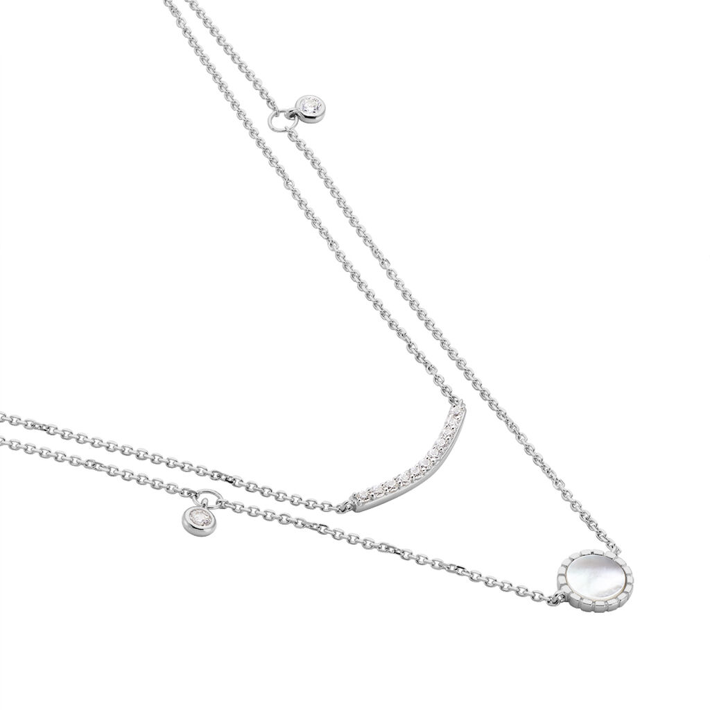 PINK Damen Collier Wei&szlig;gold 375 (9 Karat) Perlmutt Perlmutt 0,7 ct Ball