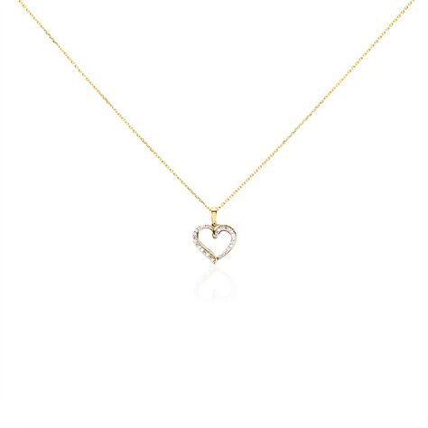 Damen Collier Gold 375 Diamant 0,12ct Herz Herz Chic 45cm - Halsketten Damen | OROVIVO