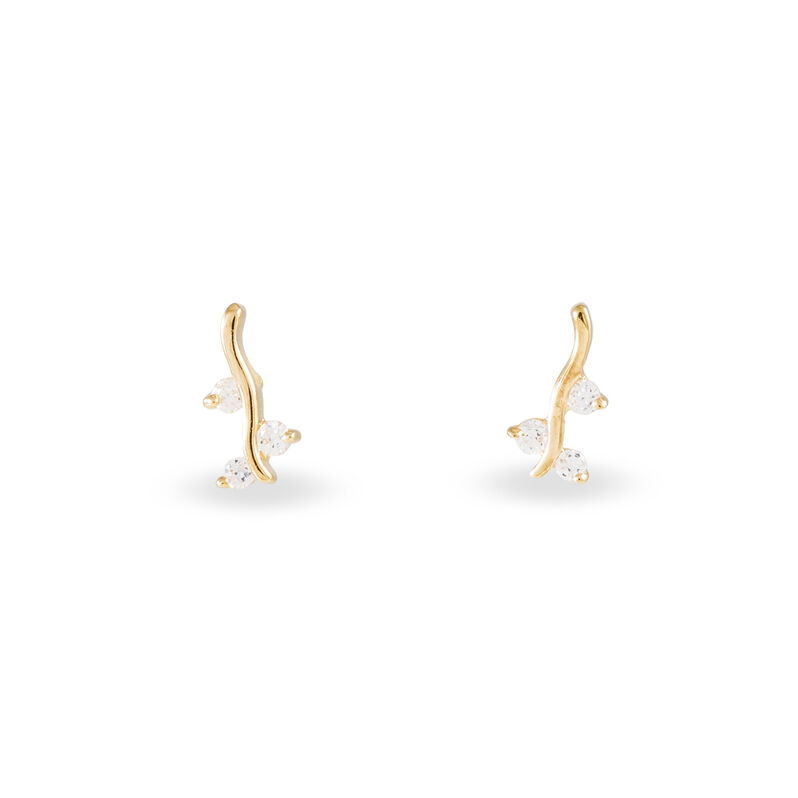 Boucles D'oreilles Puces Rabaa Plaque Or Jaune Oxyde De Zirconium - Spannringe Damen | OROVIVO