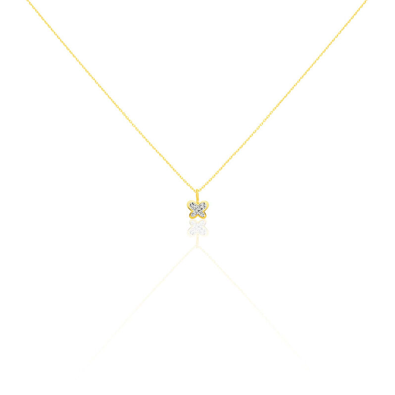 Collana in oro giallo e cristalli con ciondolo Farfalla - Spannringe Kinder | OROVIVO
