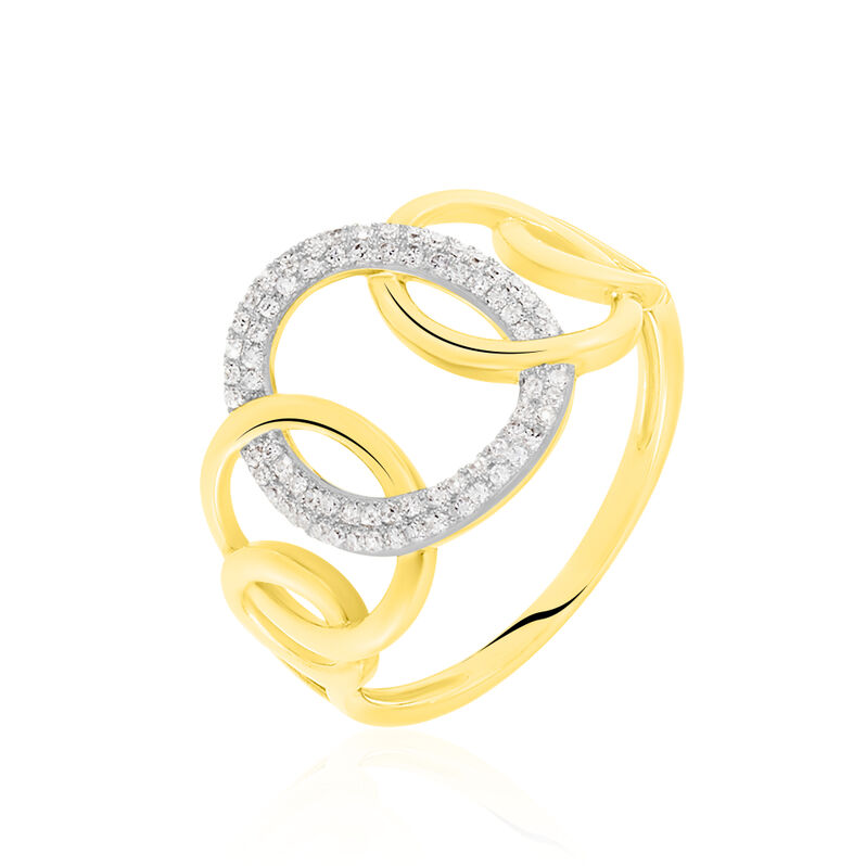 Bague Or Jaune Daniyah Cercles Diamants - Spannringe Damen | OROVIVO