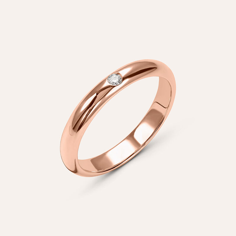 Fede Classica Leggera 3.2 mm Oro Rosa Diamante - Spannringe Unisex | OROVIVO