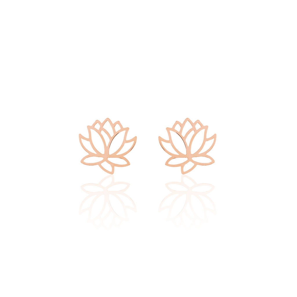 Damen Ohrstecker Silber 925 Rosé Vergoldet Lotus, Ohrstecker ohne Stein