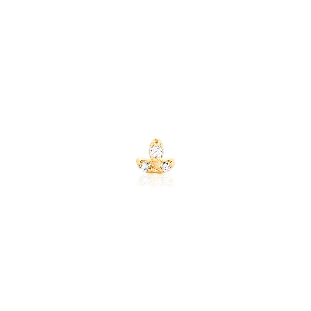 ORAYA Damen Piercing Gold 375 (9 Karat) Synthetischer Diamant Wei&szlig; 0,01 ct