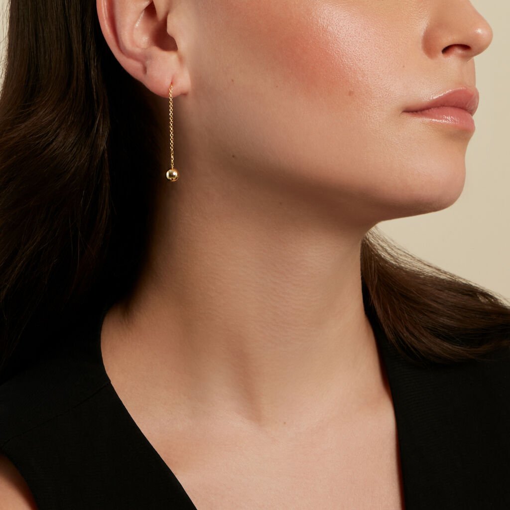 JULE Damen Ohrringe Lang Silber vergoldet 925 Ball