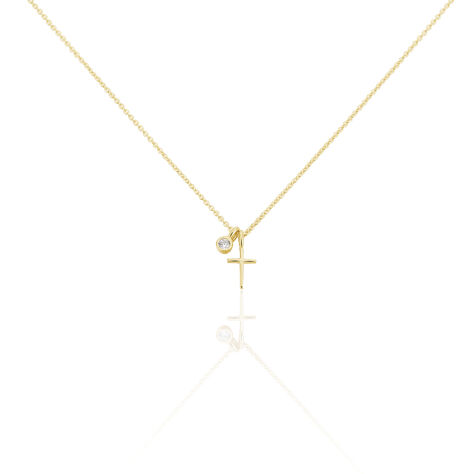 Damen Halskette Silber 925 Vergoldet Zirkonia Kreuz - Halsketten Damen | OROVIVO