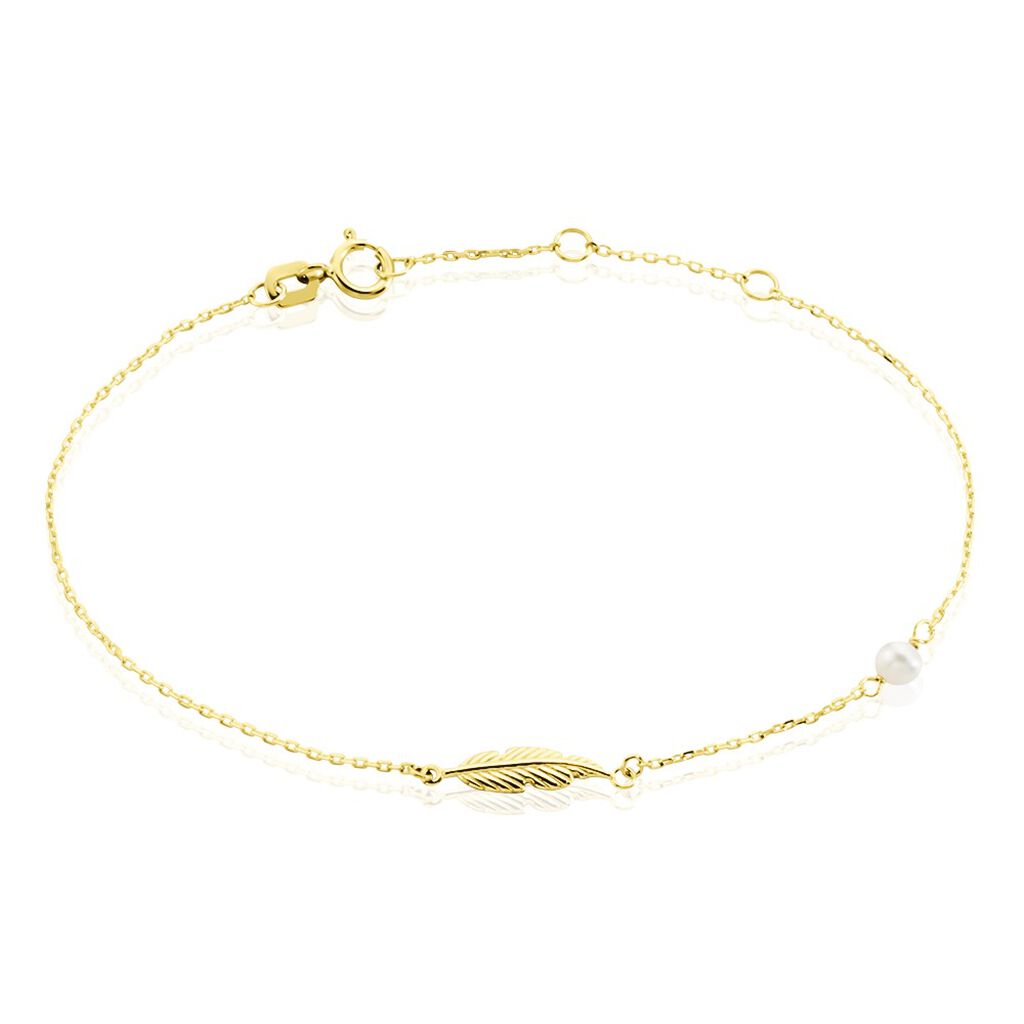 Bracelet Or Jaune Juditte Plume Perle - Spannringe Damen | OROVIVO