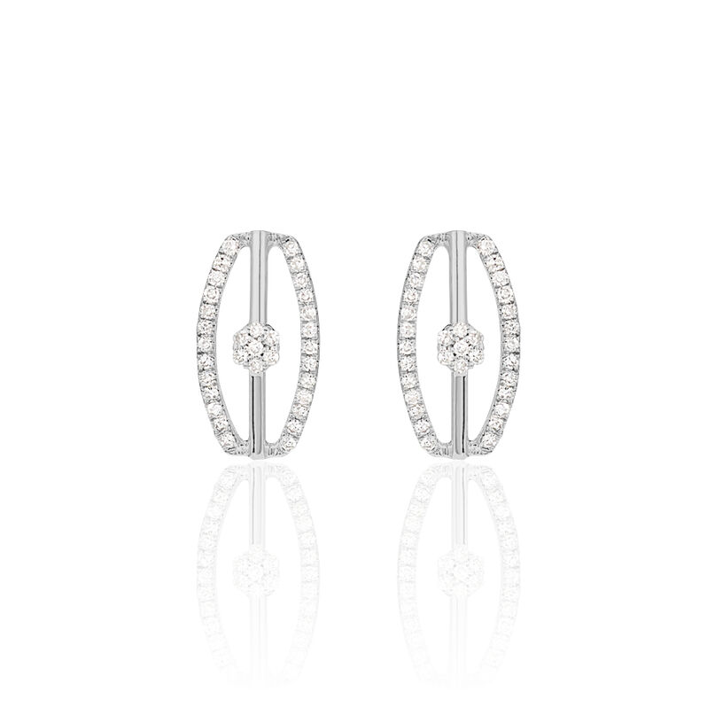 Boucles D'oreilles Puces Or Blanc Diamant - Spannringe Damen | OROVIVO