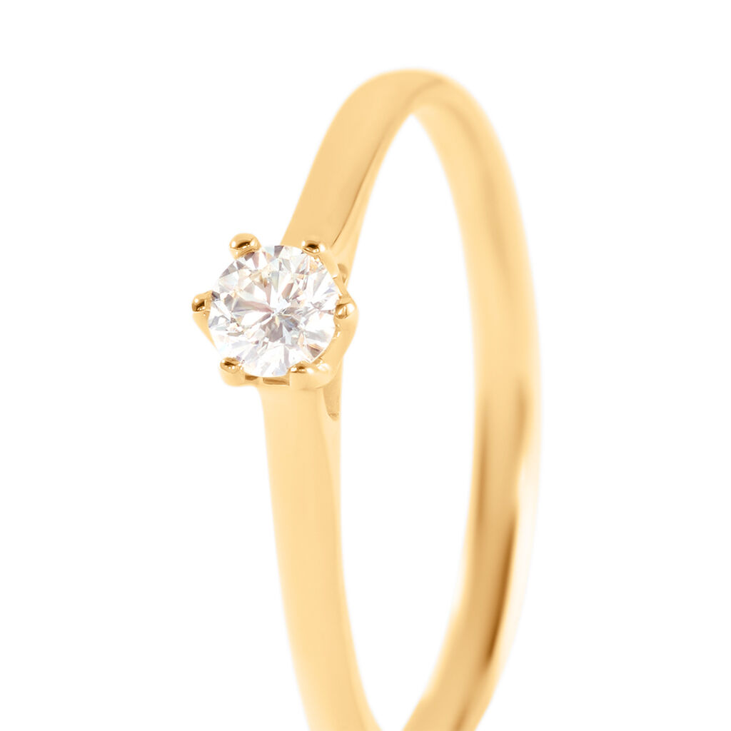 CHARLENE Damen Ring Gold 585 (14 Karat) Diamant Wei&szlig; 0,15 ct B 1,6 mm