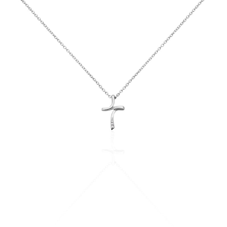 Damen Collier Silber 925 Zirkonia Wei&szlig; Religi&ouml;ses Kreuz - Halsketten Damen | OROVIVO