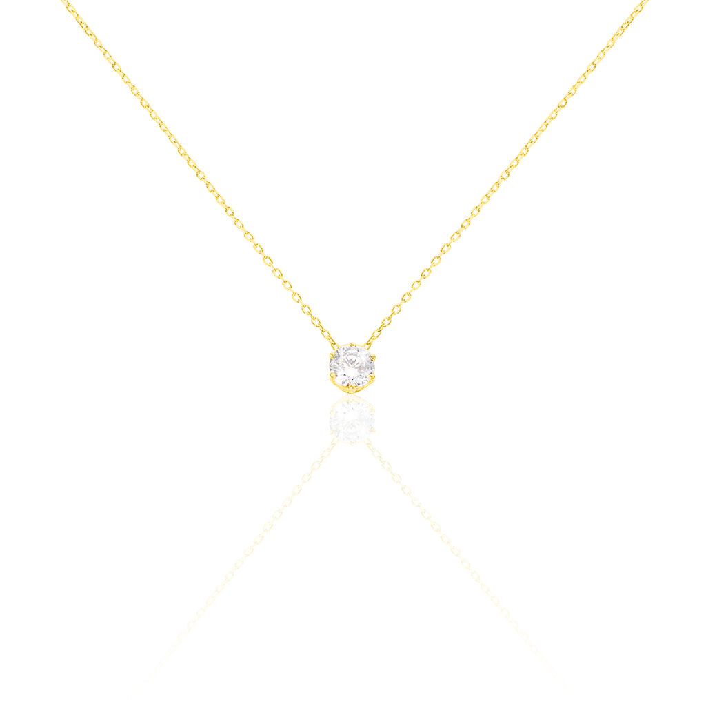 Damen Collier Gold 375 (9 Karat) Zirkonia Weiß 1,480 ct, Collier mit Stein