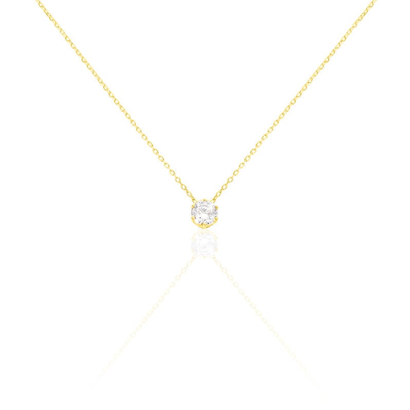 Damen Collier Gold 375 (9 Karat) Zirkonia Wei&szlig; 1,480 ct - Halsketten Damen | OROVIVO