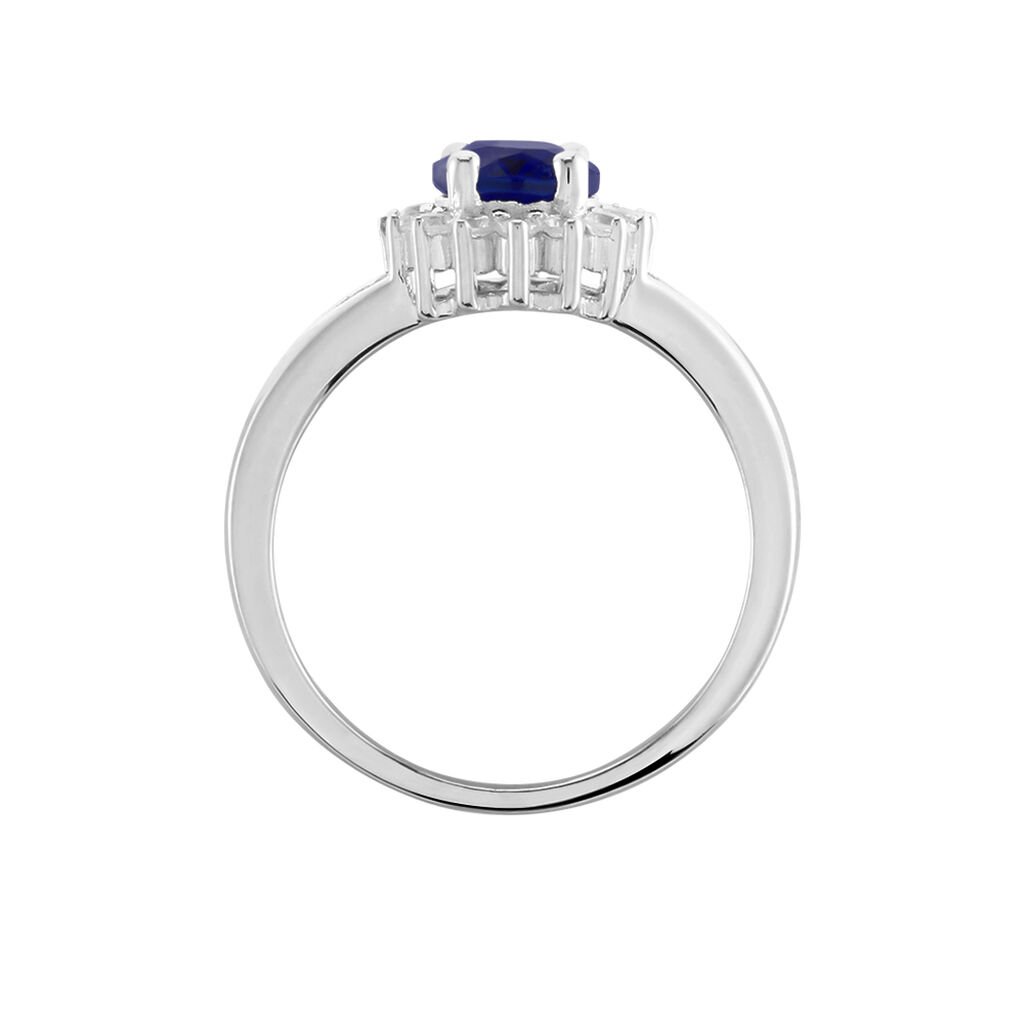 SINYA Damen Ring Silber Silber 925 Glas Blau 2,06 ct