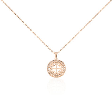 Damen Collier Edelstahl rosevergoldet Kristall Weiß Rosette Kreis Mitka - Halsketten Damen | OROVIVO