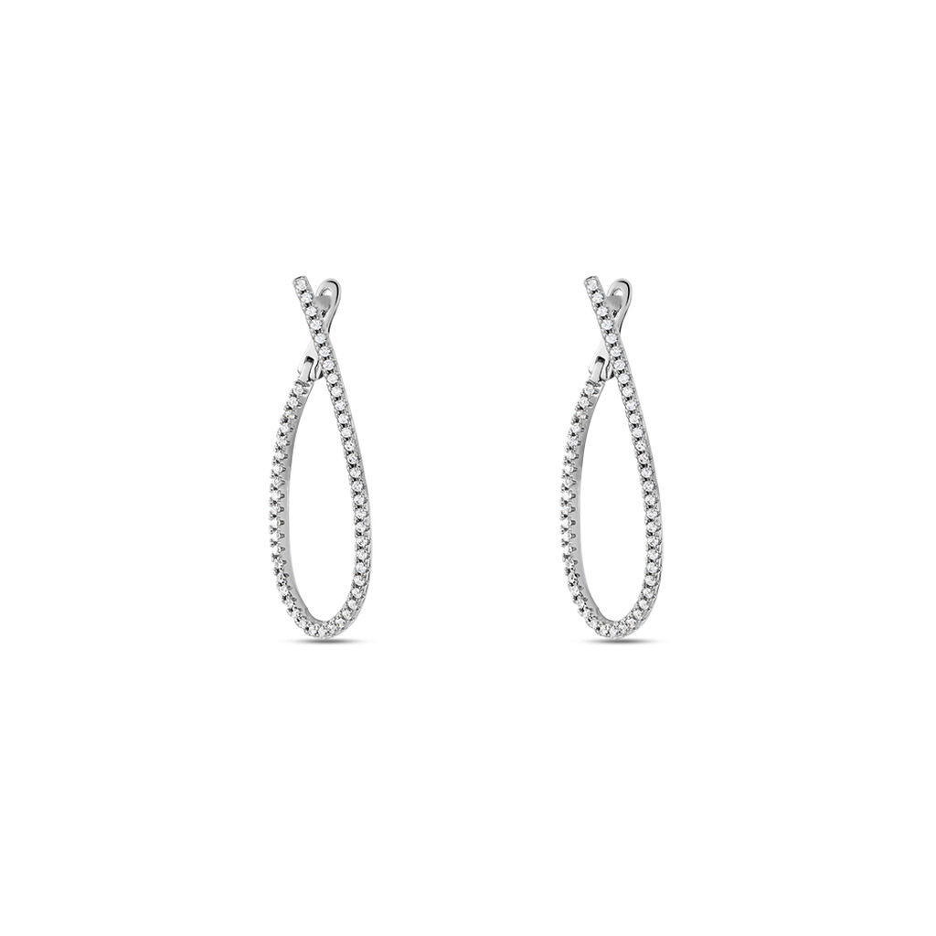 HOOPSA Damen Creolen Silber Silber 925 Zirkonia Wei&szlig; 0,88 ct B 16,1 mm