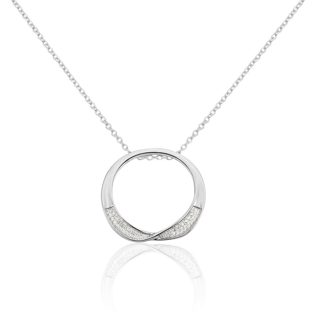 VANYA Damen Collier Silber 925 Zirkonia Weiß Kreis, Collier mit Stein