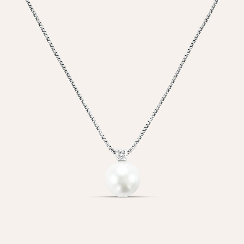 Collana Silver Pearls Argento Rodiato Perla sintentica Cubic Zirconia - Spannringe Damen | OROVIVO