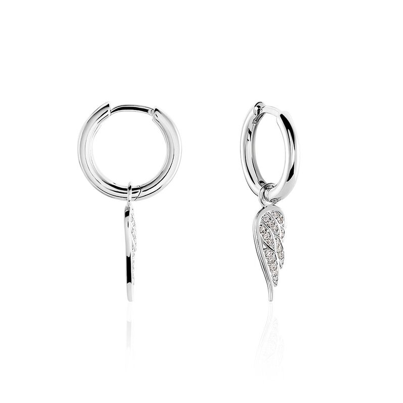 LAYLAH Damen Creolen Silber 925 Zirkonia Wei&szlig; 0,06 ct Fl&uuml;gel - Creolen Damen | OROVIVO