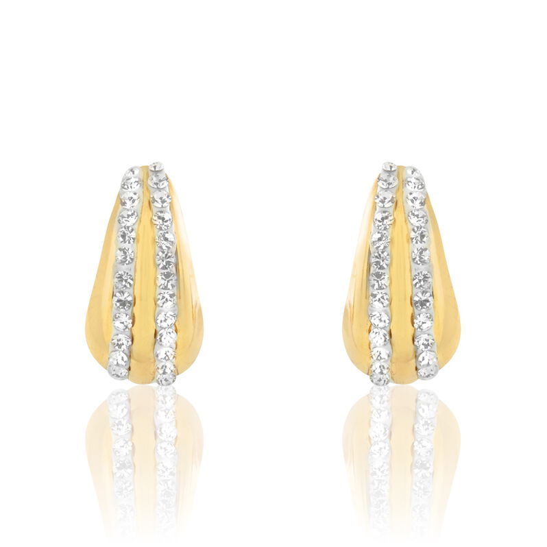 Boucles D'oreilles Puces Hersilie Or Jaune Strass - Spannringe Damen | OROVIVO